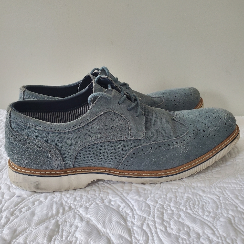 RESERVED FOOTWEAR Men's The Grange Wingtip Derby, Gray Leather